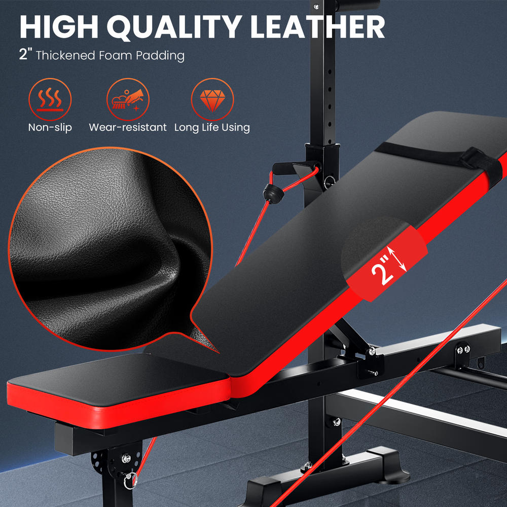 Dreamer Olympic Adjustable Bench Set w/Squat Rack&Pull Rope,600LB ...