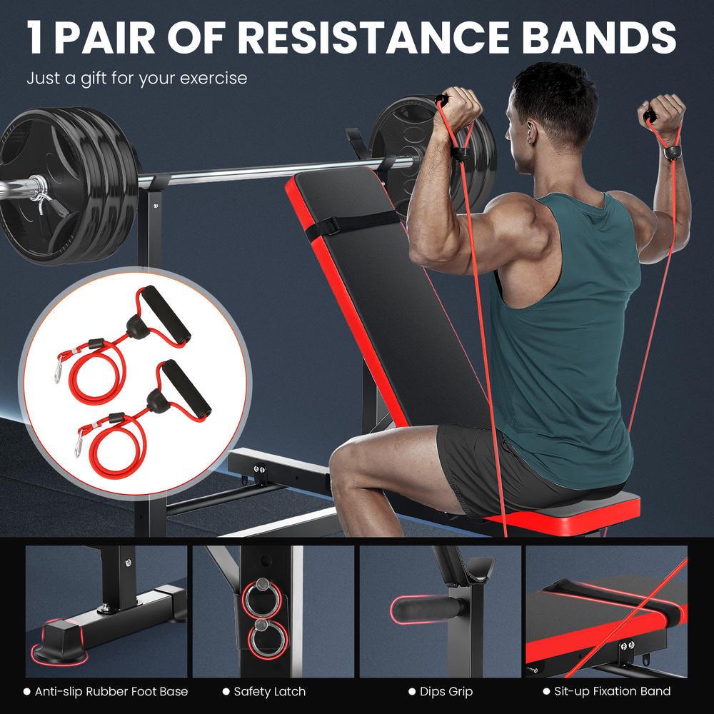 Dreamer Olympic Adjustable Bench Set w/Squat Rack&Pull Rope,600LB ...