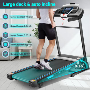 Foldable treadmill with auto discount incline