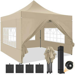 Dreamer 10x10FT Pop Up Canopy,Outdoor Commercial Instant Shelter Waterproof Party Tent with 4 Removable Sidewalls,Roller Bag&4 Sandbags