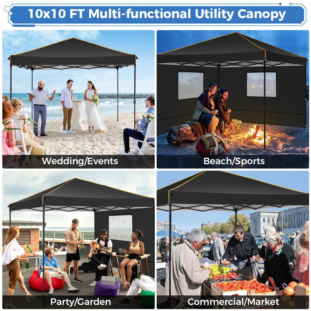 Dreamer 10'x10' Pop up Canopy Tent with Sidewalls&Windows, Waterproof & Sunproof Enclosed Instant Gazebo Shelter with 4 Ropes&8 Stakes