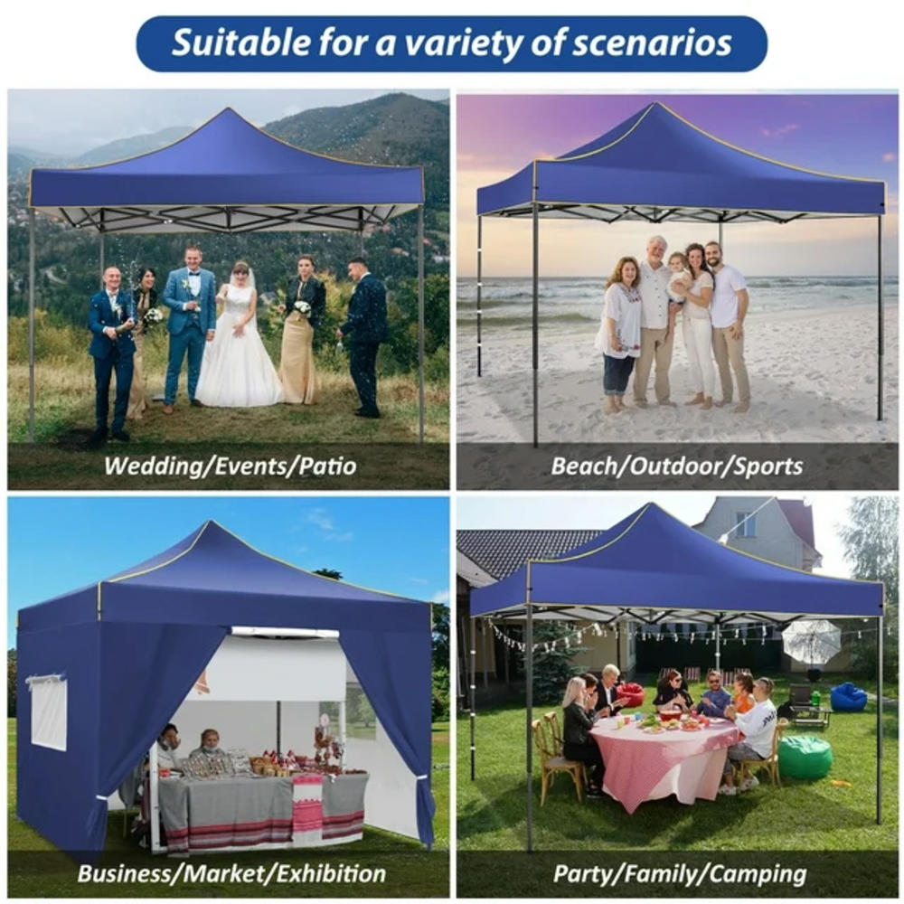 Dreamer 10'x10' Pop up Canopy Anti-UV Waterproof Outdoor Instant Gazebo Party Wedding Backyard Tent Shade Shelter with Sidewalls&Windows