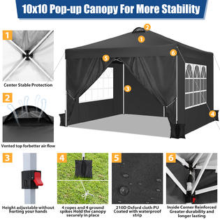 Dreamer llfwq518 10'x10' Pop Up Canopy w/Top Vent