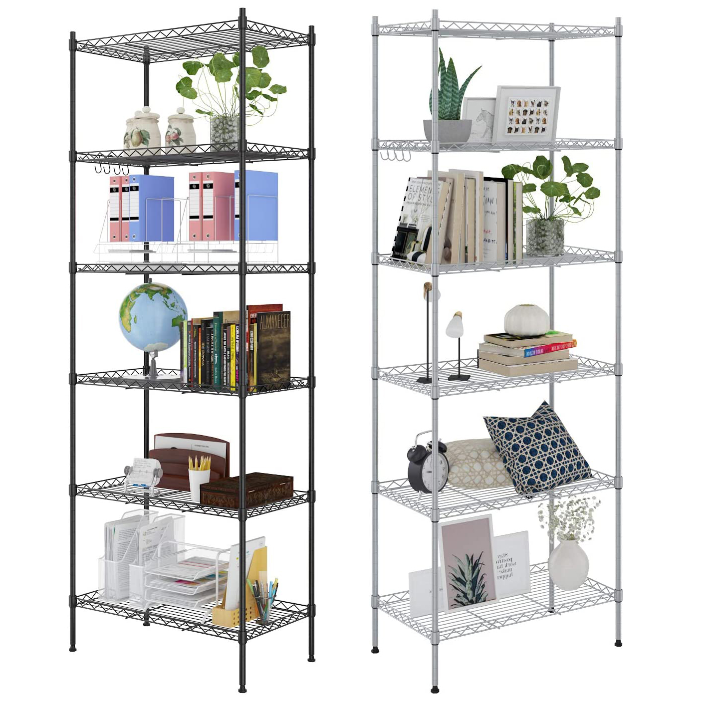 GENRIC 6 Tier Storage Shelves, Adjustable Wire Shelving Unit ...
