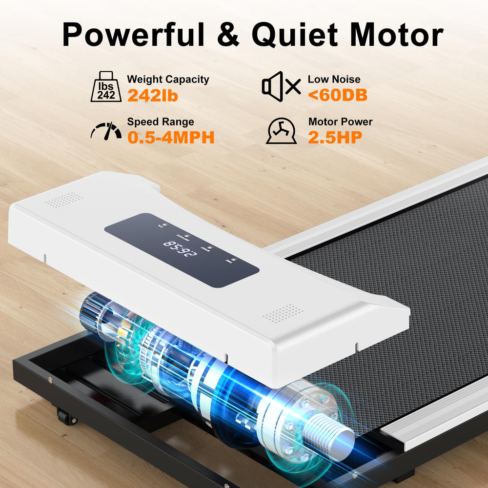 Krisrate 2.5HP Electric Under Desk Walking Pad Treadmill W/Wireless