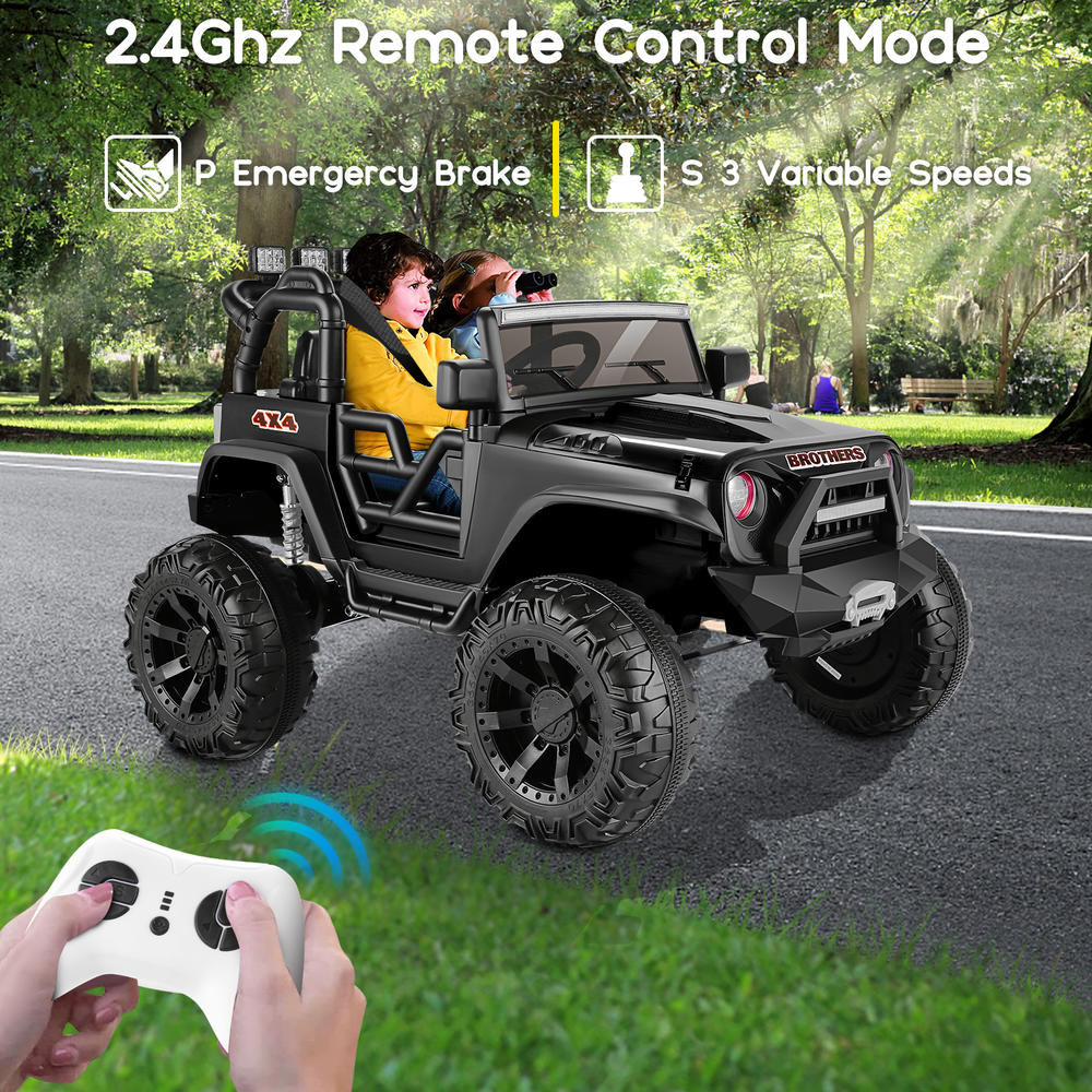 Hikole 2 Seater Kids Ride On Car Truck, 24V 9AH Battery Powered Toy Car,Spring Suspension&Remote Control,400W Motor,3 Speeds,LED Lights