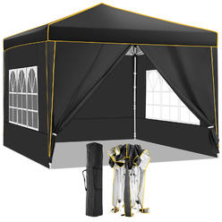 Generic 10’x10’ Pop Up Canopy, UV& Rain Resistant Instant Tent w/4 Removable Sidewalls&Windows, Outdoor Gazebo w/4 Stakes&Ropes&Sandbags