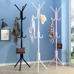Unique Simple Metal Coat Hat Floor Standing Coat Rack Clothes Tree Style Hanger Hooks Black
