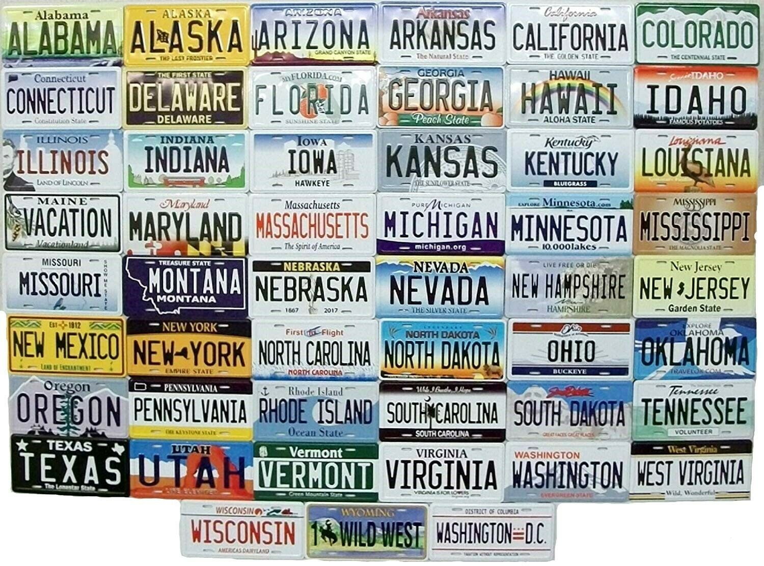 Sms Gifts All 50 State License Plate Metal Novelty Fridge Magnets