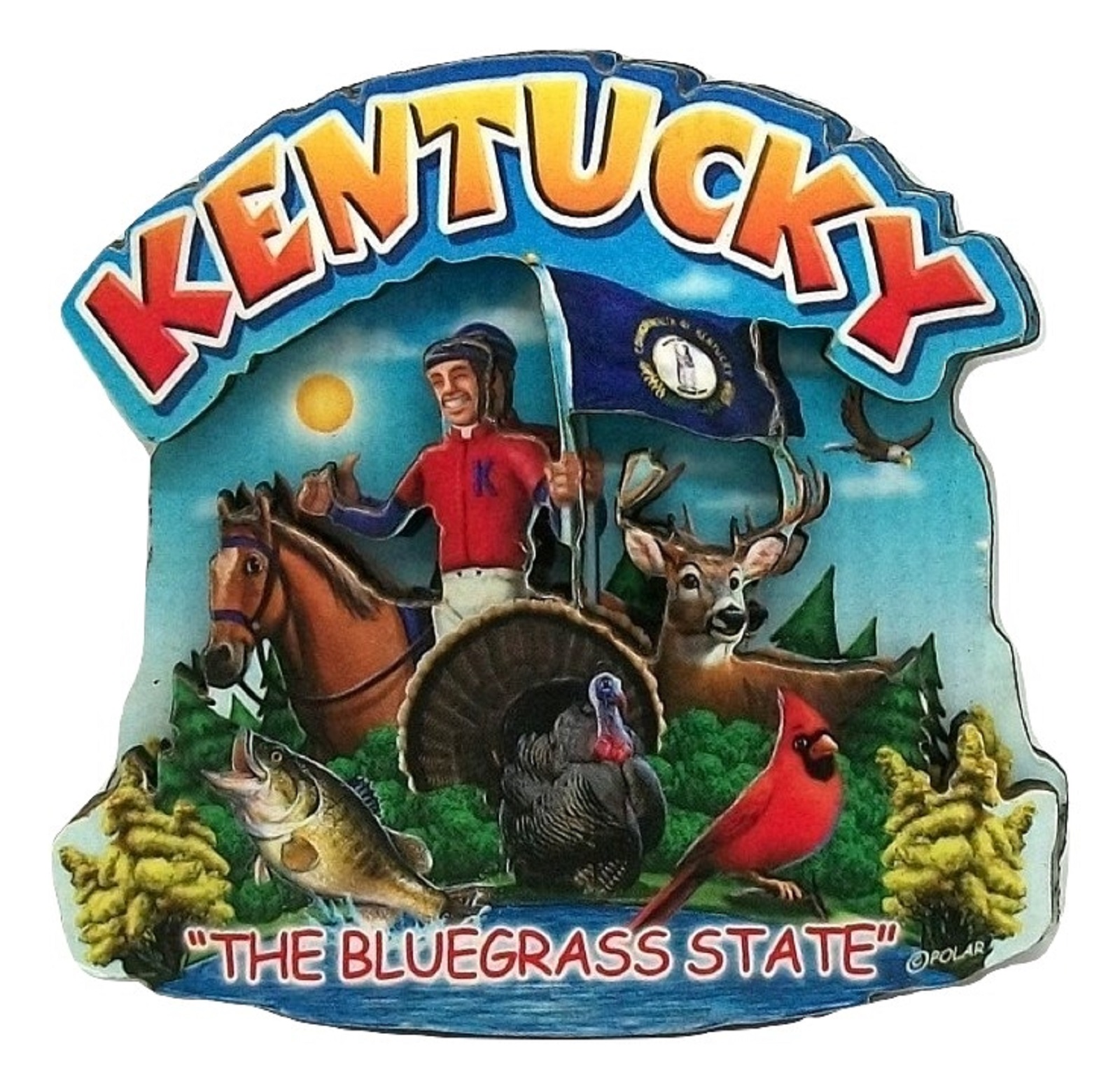 Saddle Mountain Souvenir Kentucky the Bluegrass State Artwood Montage Fridge Magnet