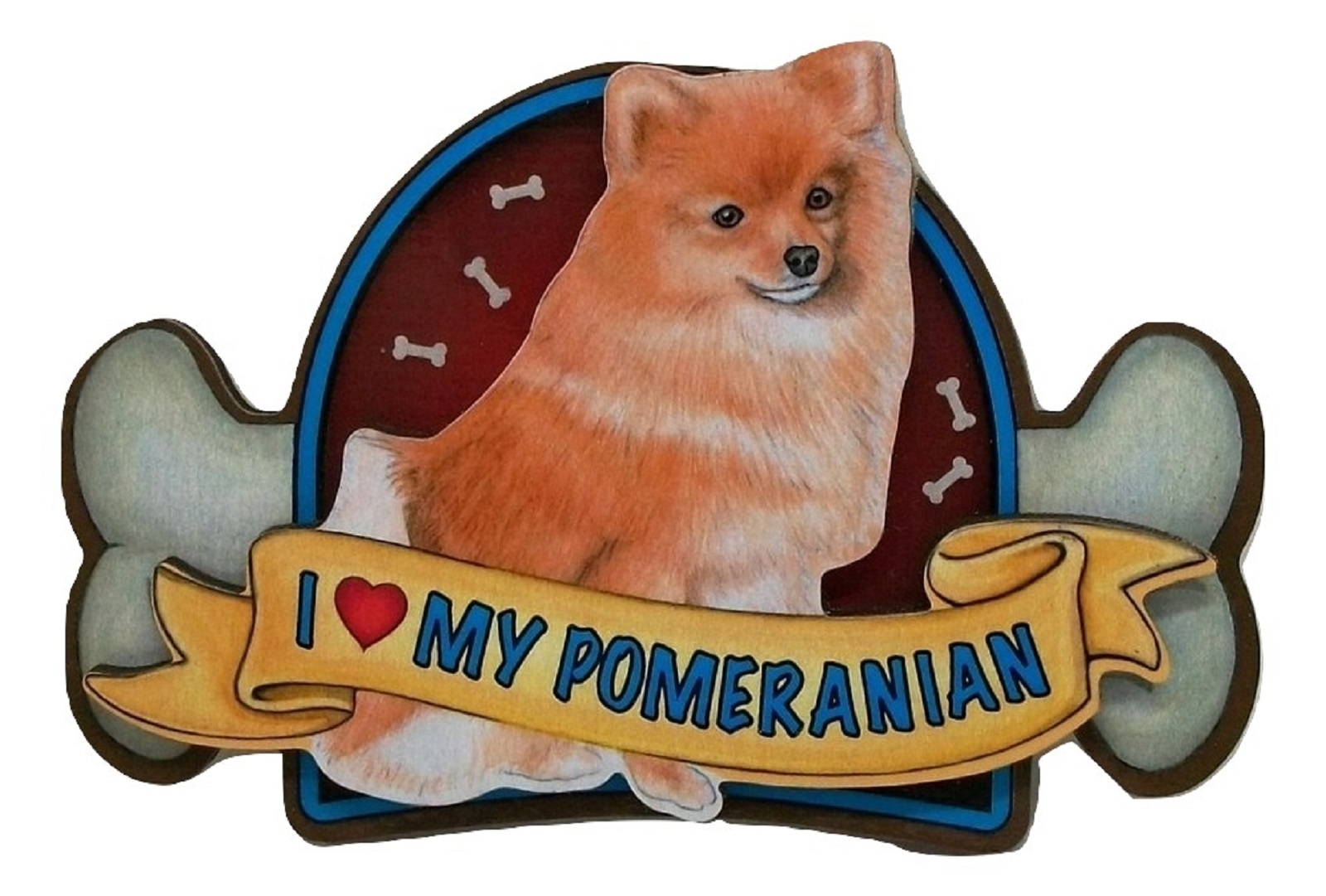 Saddle Mountain Souvenir I love My Pomeranian Artwood Fridge Magnet