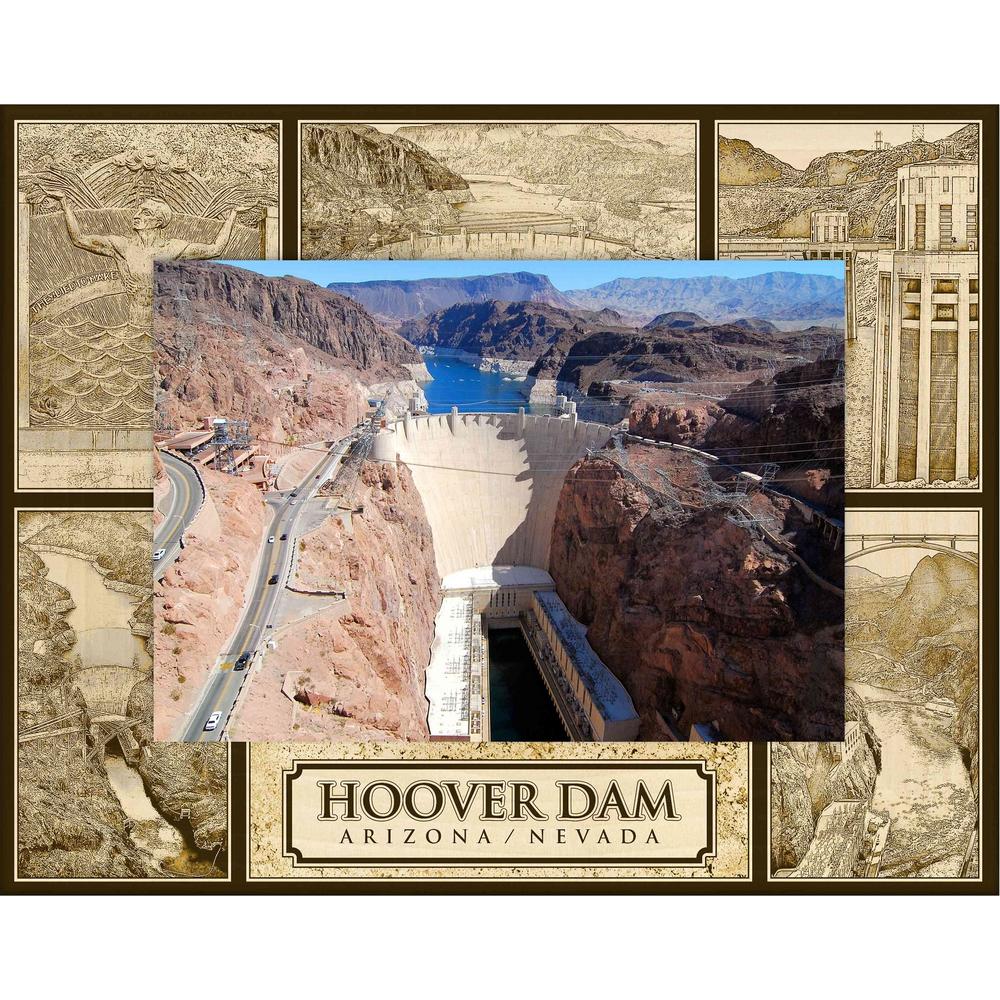 Saddle Mountain Souvenir Hoover Dam Laser Engraved Wood Picture Frame (8 x 10)