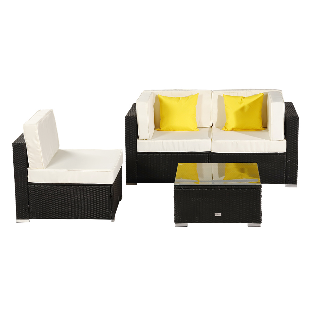 Hotselling Las13081250 4 Pieces Patio Furniture Set Pe Wicker Rattan Corner Sofa Set For Home Yard