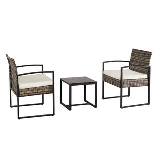 Hotselling Las13081257 Outdoor Patio Furniture Patio Chair Set Balcony Terrace Three Piece Rattan Mini Leisure Set Grey For Home Yard