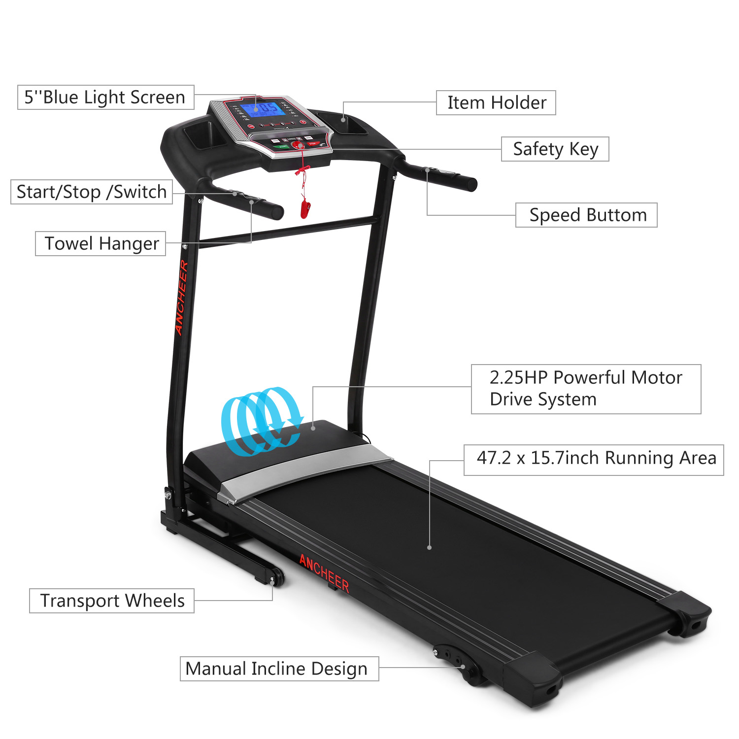2.25 hp folding treadmill