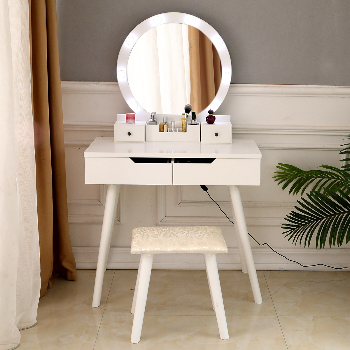 bulb mirror dressing table