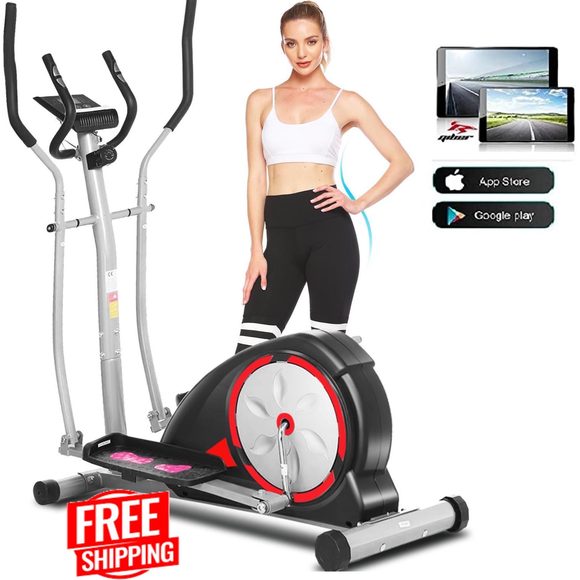 Magnetic Control Mute Elliptical Trainer  Exercise  Bike Fitness  LCD Monitor