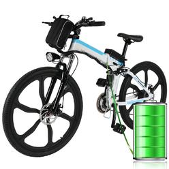 Generic Folding Electric Bike? 26\" Electric Mountain Bike with Magnesium Alloy Integrated Wheel, 21 Speed Electric Bike for Adult