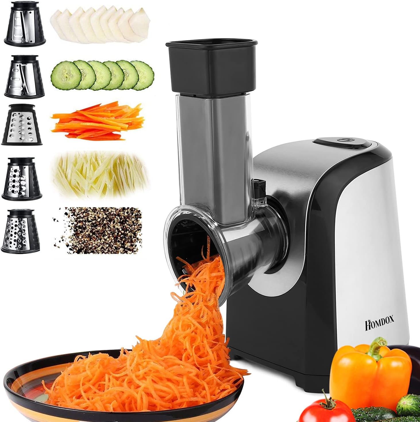Homdox BK002 5 In 1 Professional Cheese Grater Electric, Electric