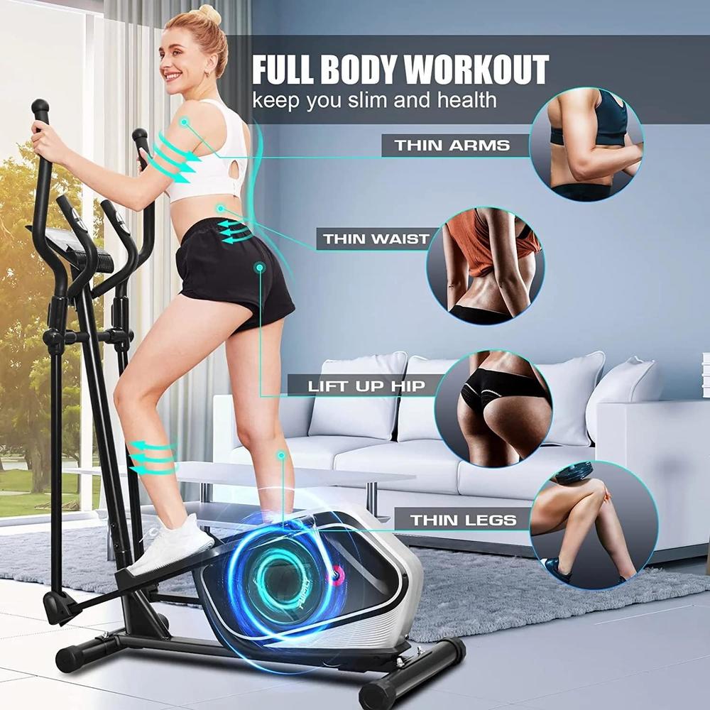 Ancheer 16 Levels Adjustable Resistance Elliptical Machine for Home Use w/13 Workout Programs,Programmable LCD Monitor,390 LB Max Weight
