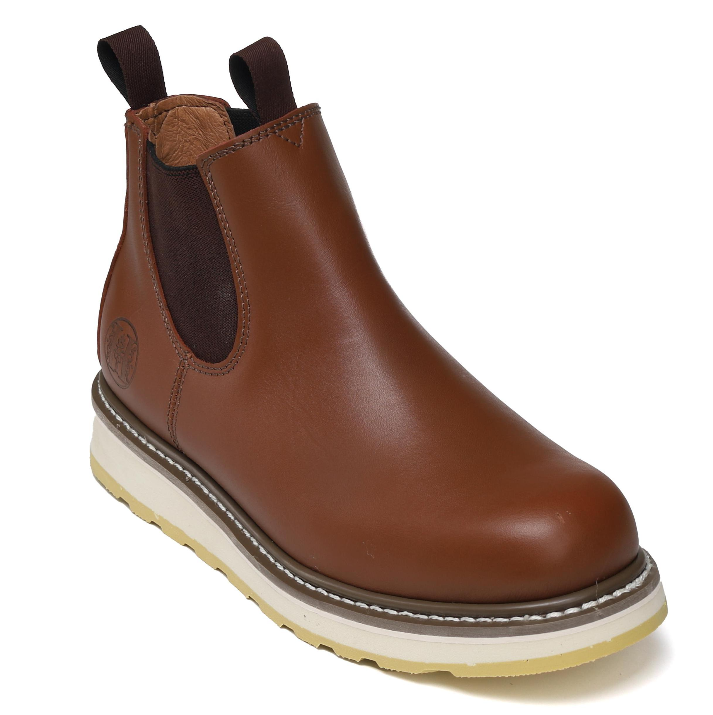 thumbnail image 2 of HANDMEN Men's Classic Slip-On Soft Toe Work Boots - Brown Leather, EE Width 84985 2 of 4
