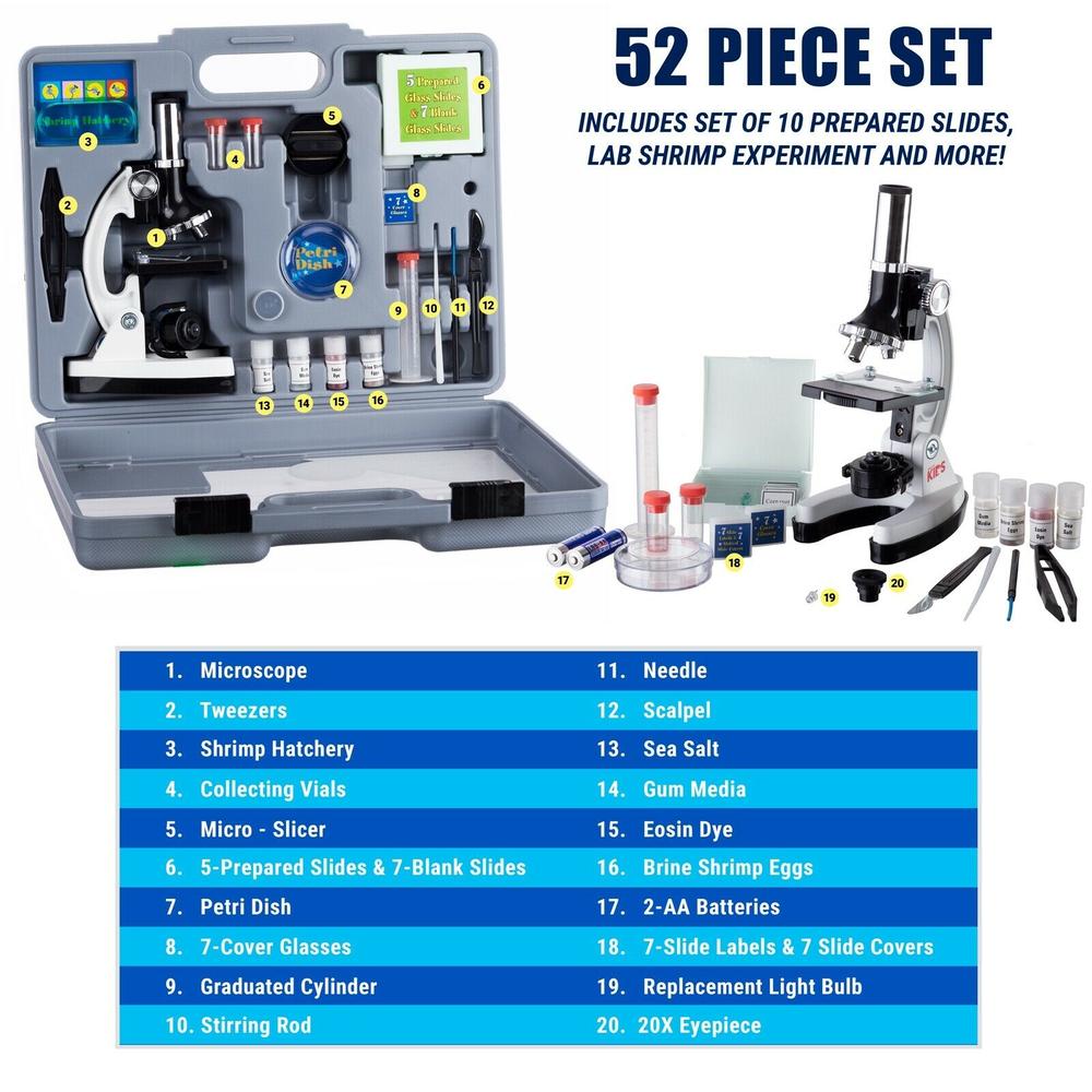 Direct factory AmScope 120X-1200X 52-pcs Kids Beginner Microscope STEM ...