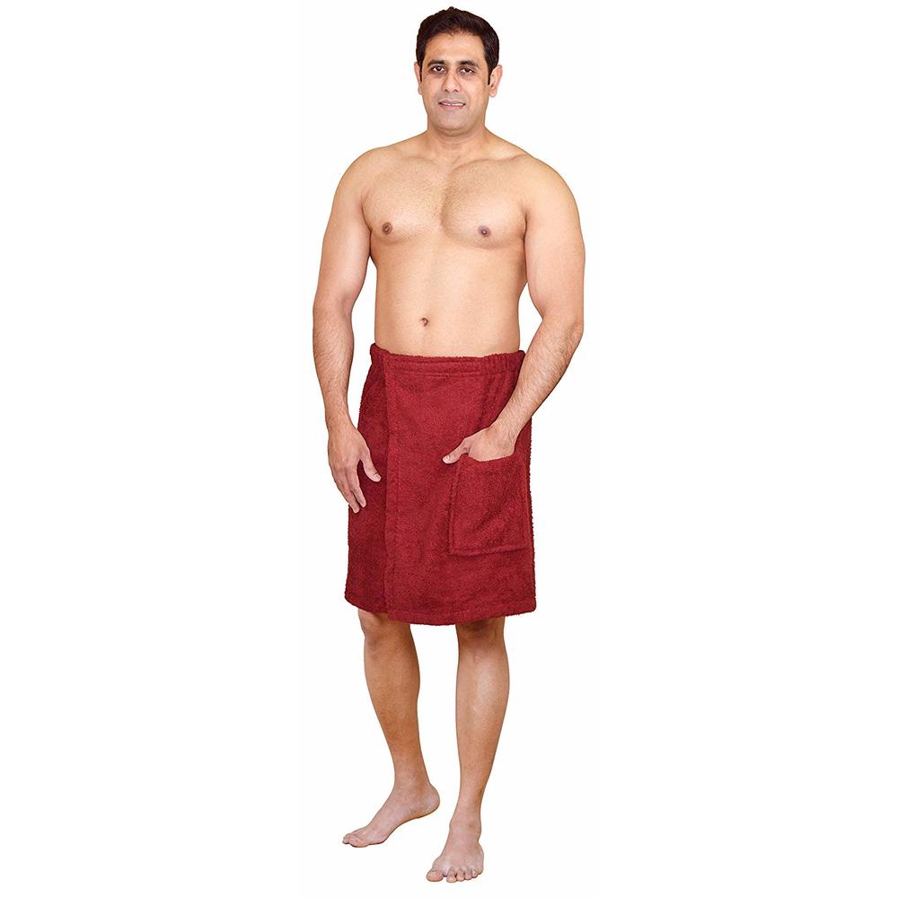 SkylineWears Men’s 100% Terry Cotton Adjustable Velcro Body Wraps Spa Shower Towel Bath Wraps