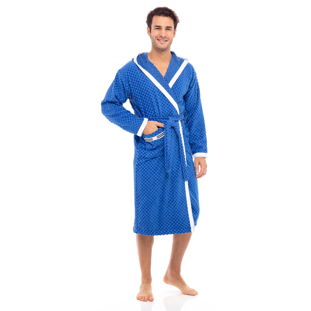 SkylineWears Men’s Luxury Robes 100% Terry Cotton Hooded Bathrobe Spa Robe Bath Robes