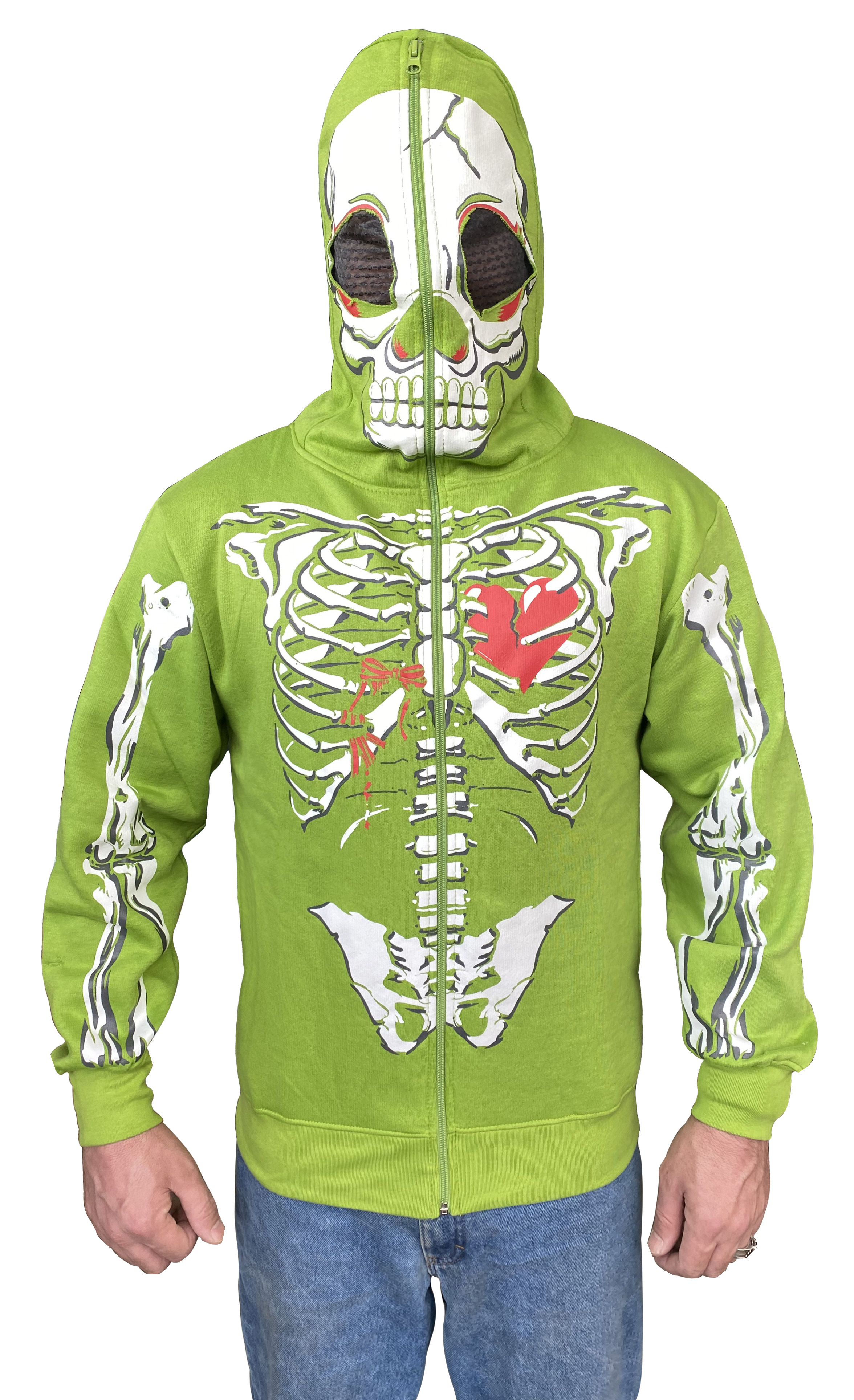 Eskaay Men Full Face Mask Skeleton Skull Hoodie Sweatshirt