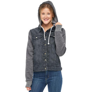 SkylineWears Ladies Denim Jean Jacket With Hood Hoodie Sweatshirt Sleeves Women s Vest Coat