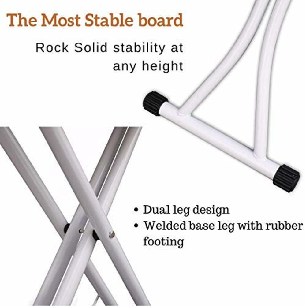 Xabitat Deluxe Ironing Board with Wall Mount Storage, Storage Tray for Finished Clothes, Wire Rack for Hanging Shirts and Pants, Safety