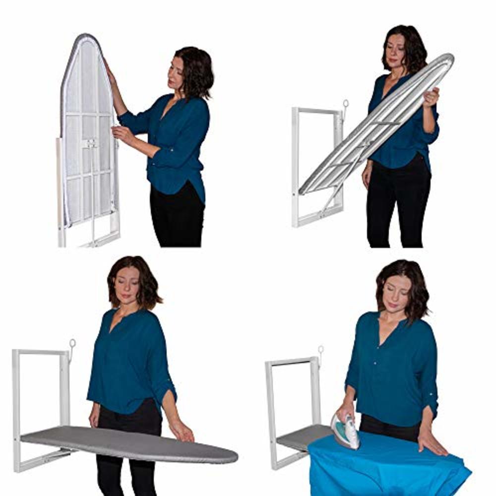 Xabitat Wall Mounted Ironing Board | 37" X 12" Compact Mount Fold Down Ironing Board for Small Spaces | Space Saving - Grey