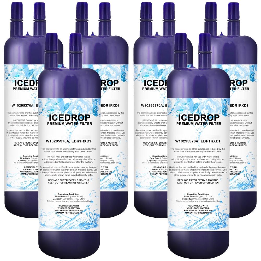 Ice Drop Refrigerator Water Filter Compatible With Kenmore 10673002511, 10651769510, 10651129210, WSF26C2EXW (6 Pack)