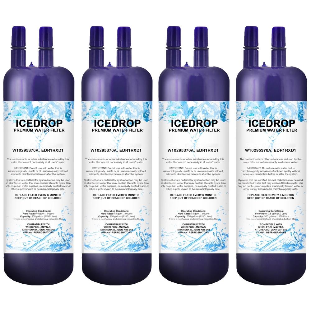 Ice Drop Refrigerator Water Filter Compatible with Kenmore 46-9081 W10295370A W10295370 Filter1 WF537 EDR1RXD1 WRS526SIAH P4RFWB (4 Pack)