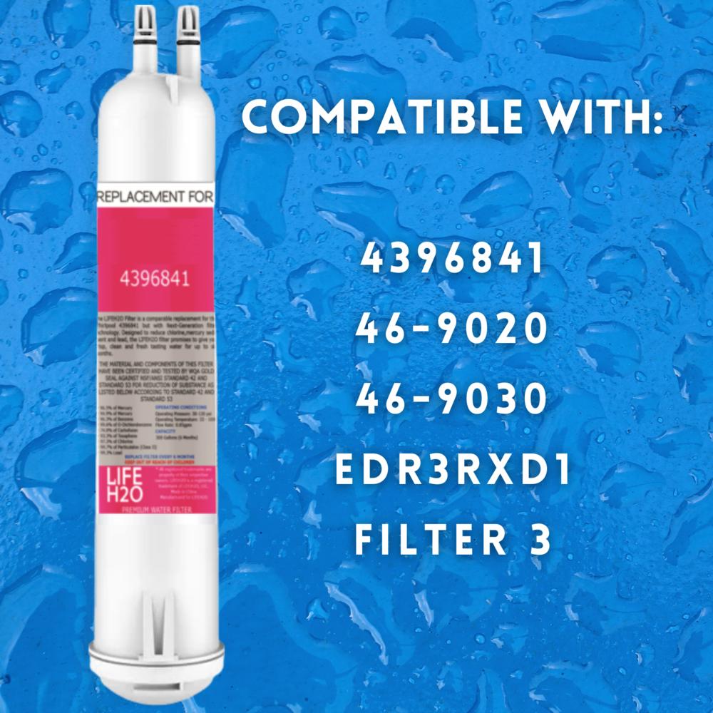 LIFE H2O Refrigerator Water Filter Compatible With 4396842 4396711 46