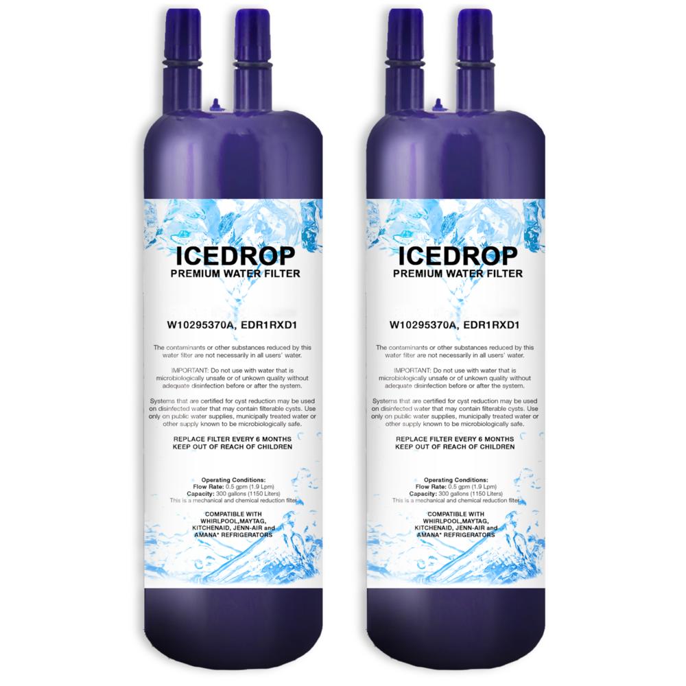 Ice Drop Ice And Water Refrigerator Filter 1, EDR1RXD1, EDR1RXD1B, Kenmore 9930P, P4RFKB12 WRS325FDAM02 Compatible Filter, 2 Pack