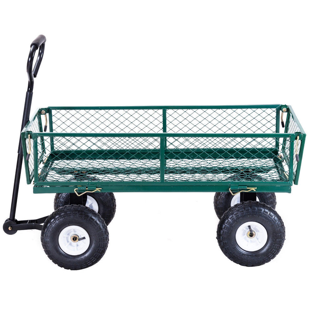 Gymax Heavy Duty Lawn Garden Utility Cart Wagon Wheelbarrow Steel Trailer New
