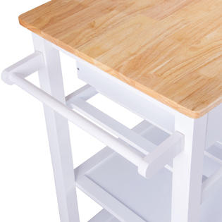 Gymax 4 Tier Wood Kitchen Trolley Cart Island Storage Cabinet