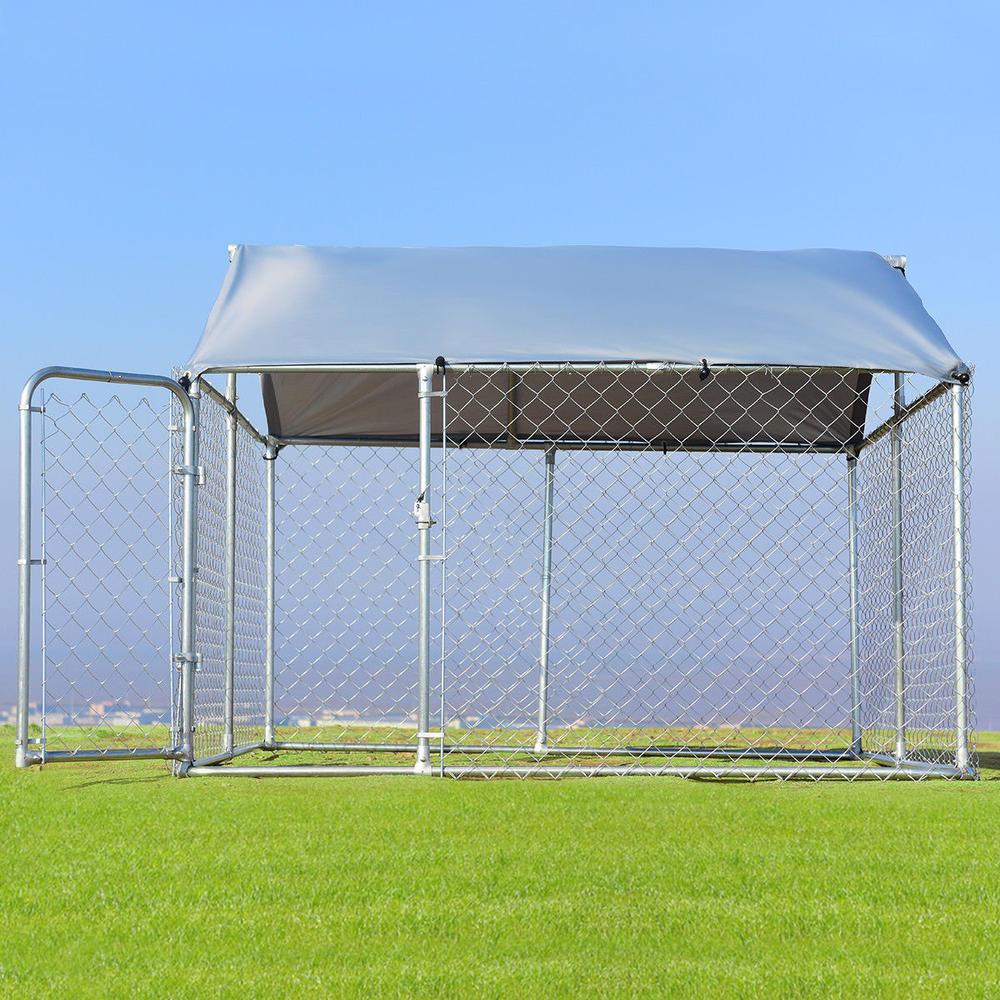 Gymax Large Pet Dog Run House Kennel Shade Cage 7.5’x7.5’ Roof Cover Backyard Playpen New