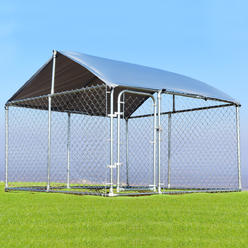 Gymax Large Pet Dog Run House Kennel Shade Cage 7.5?x7.5? Roof Cover Backyard Playpen New