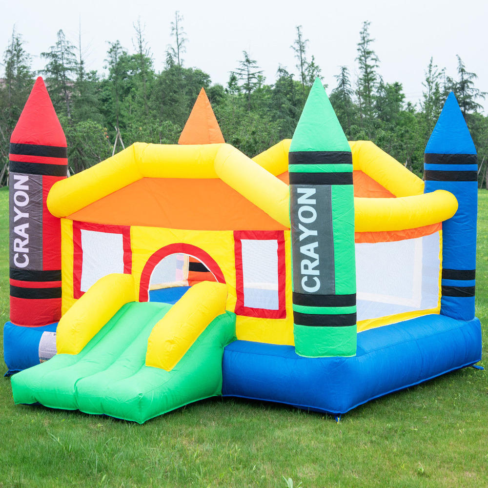 Gymax Inflatable Crayon Bounce House Castle Jumper Moonwalk Bouncer w/ 480W Blower New