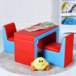 Gymax New Multi Functional Kids Sofa Table Chair Set Couch Storage