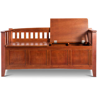 Gymax New 32 Gallon Solid Wood Entryway Storage Bench Home Furni W Short Split Seat Brown
