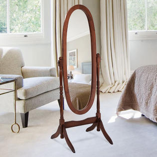 Ovel Mirror Wooden Cheval Floor Dressing, Swivel Floor Standing Mirror