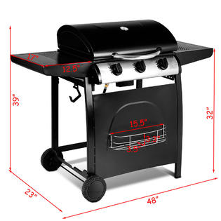 Gymax Gys00722 3 Burner Liquid Propane Gas Bbq Grill Backyard