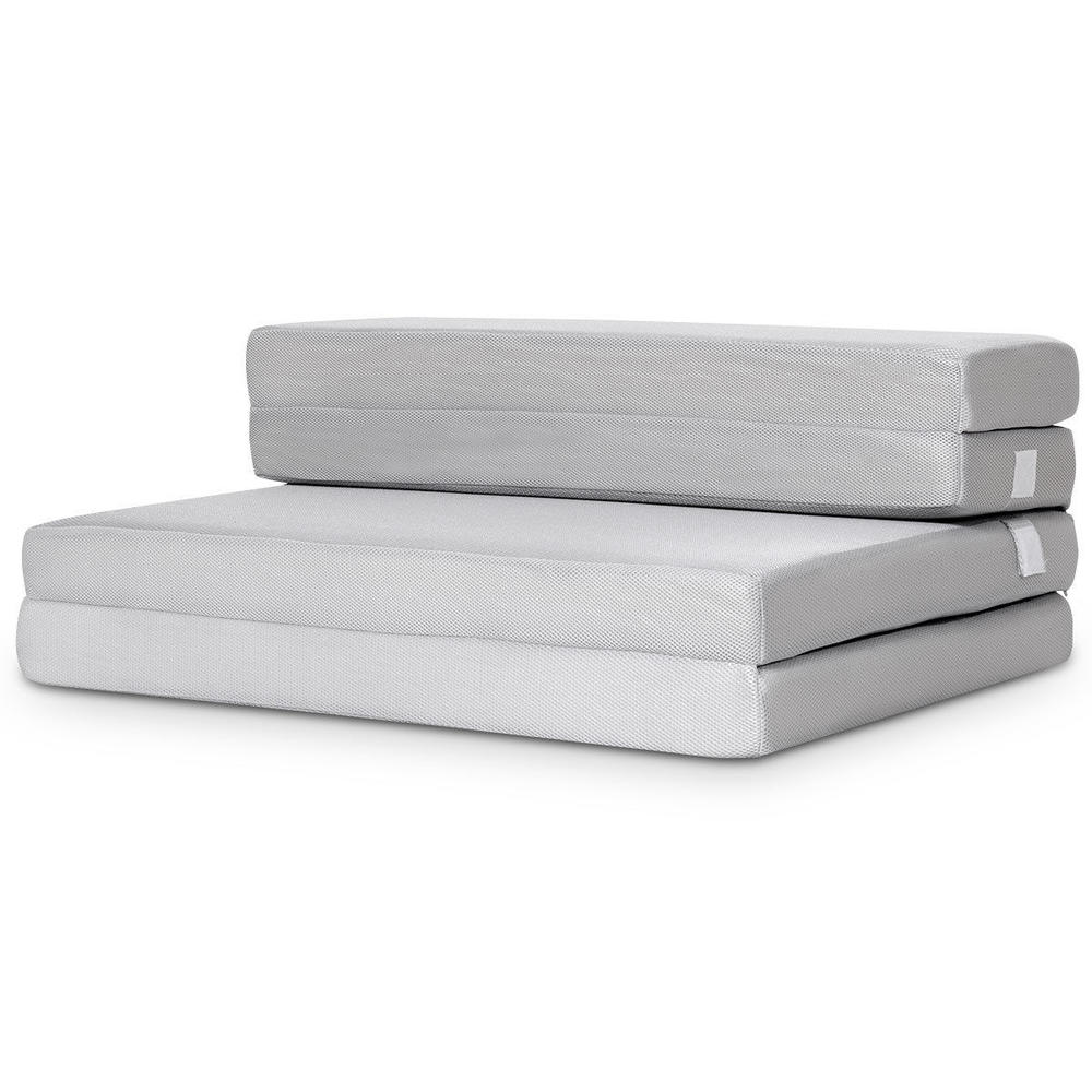 Gymax 4" Twin XL Size Foam Folding Mattress Sofa Bed Guests Floor Mat Carrying Handles