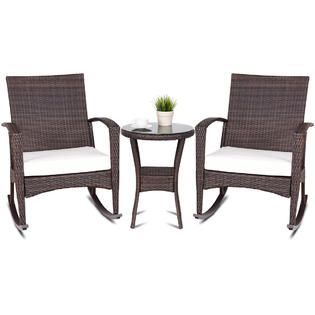Gymax gys00836 3PCS Outdoor Patio Wicker Rattan Rocker ...