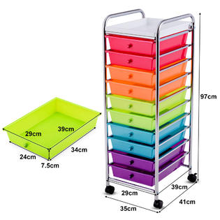 Gymax 10 Drawer Rolling Organizer Cart Craft Utility Mobile