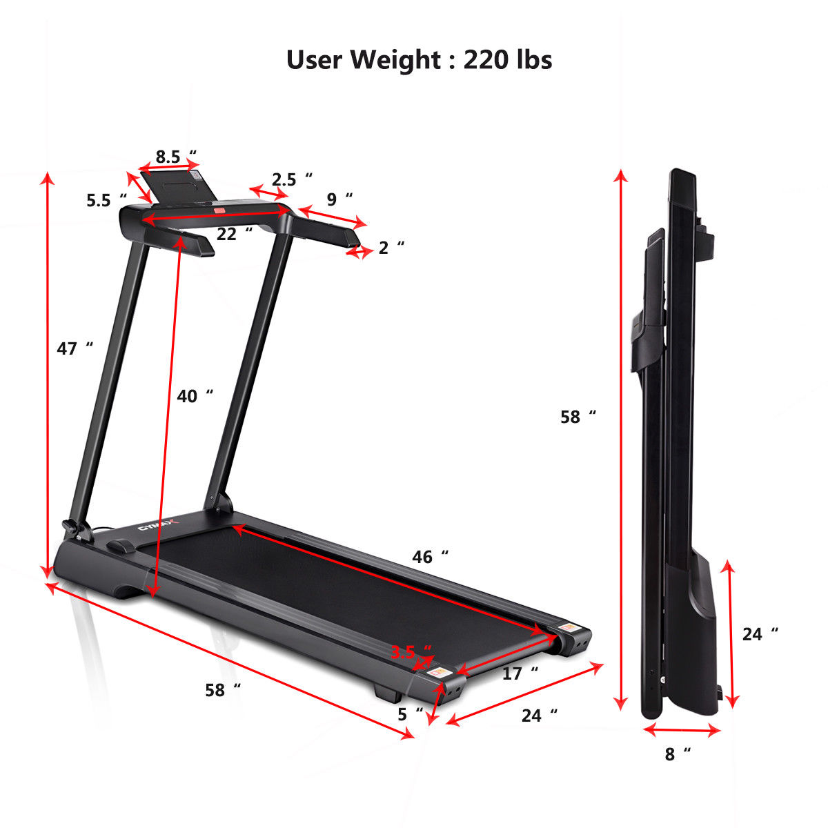 gymax folding electric treadmill