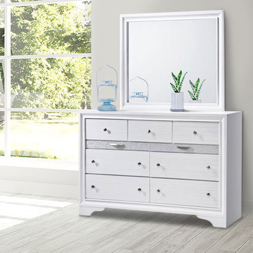 Gymax 9 Drawers Modern Dresser Chest Mirror Set Storage Cabinet